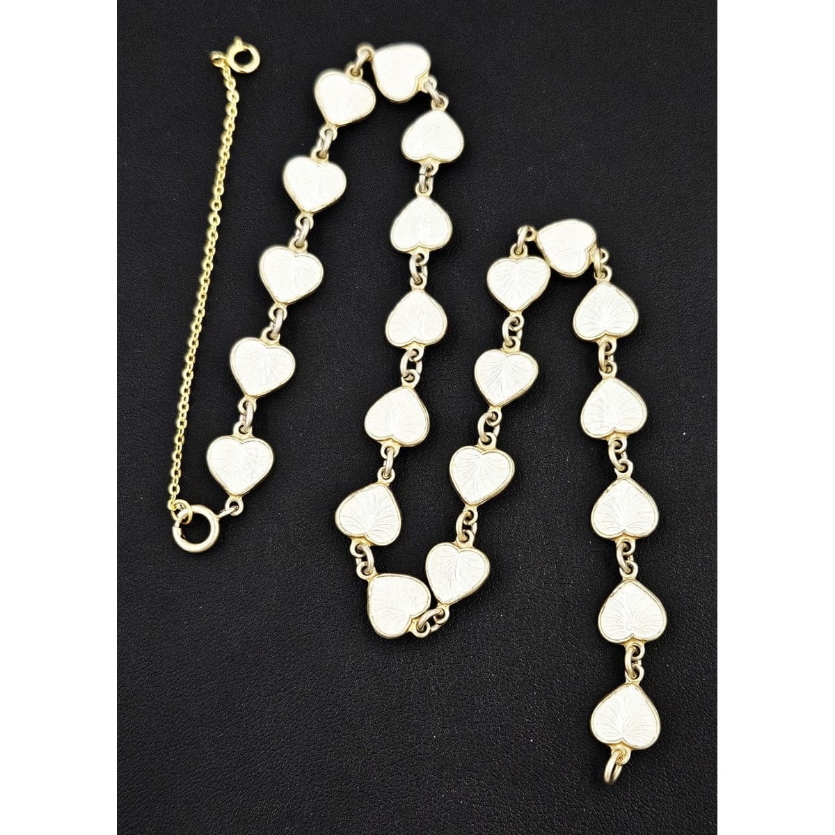 Volmer Bahner Jewelry Danish Designer Volmer Bahner Sterling & Enamel Hearts Necklace 1950s