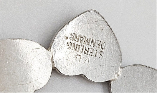 Volmer Bahner Jewelry Denmark Volmer Bahner Sterling Silver Enamel Hearts Circle Brooch 1950s