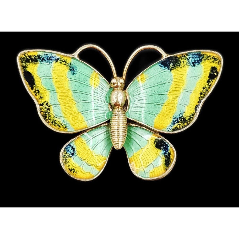 Volmer Bahner Jewelry RARE Denmark Volmer Bahner Sterling Enamel Large Butterfly Brooch 1950s