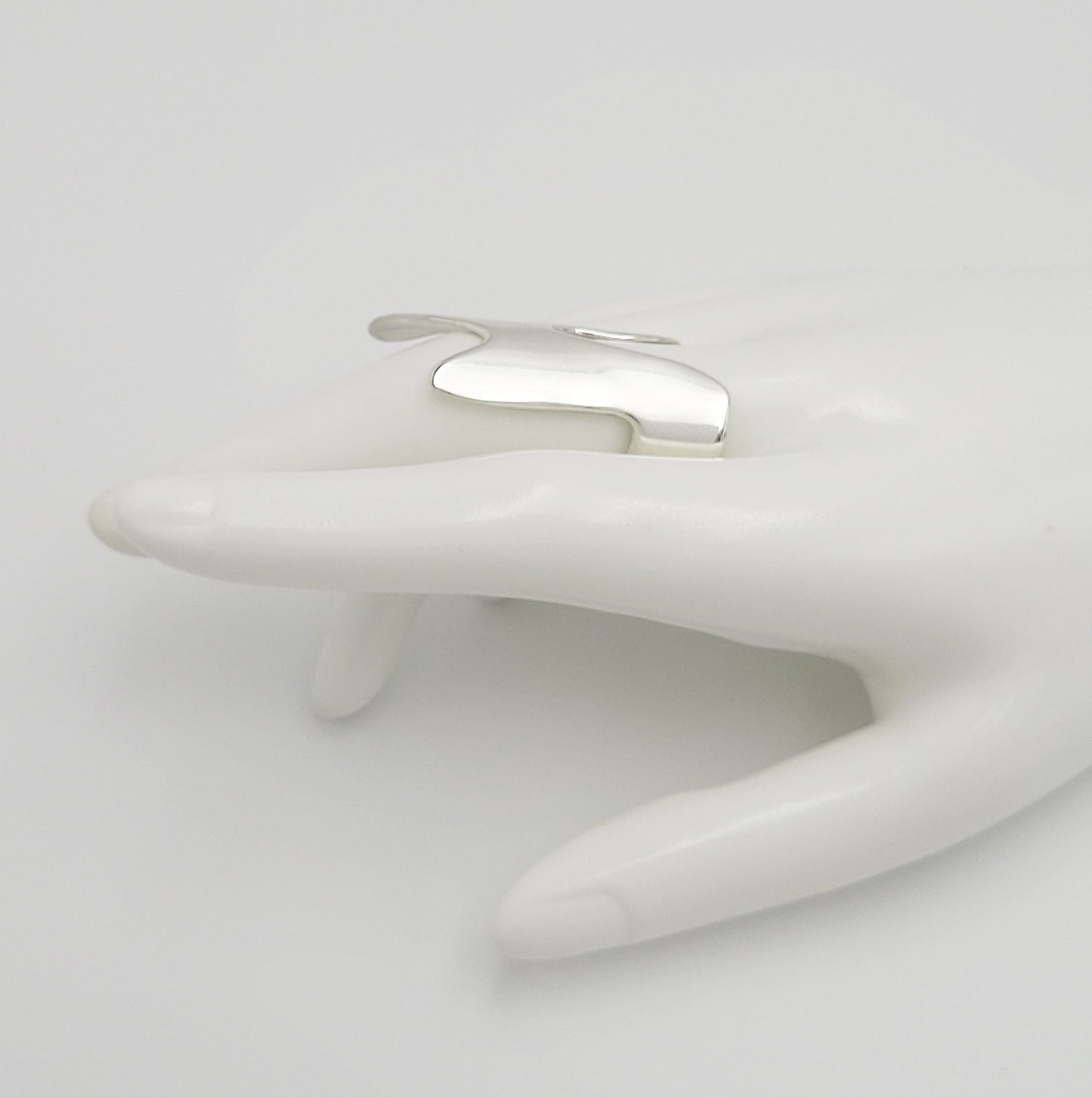 Abstract Artisan Sterling Ring Jewelry Artisan Made Vintage Sterling Silver Huge Abstract Modernist Half Finger Ring