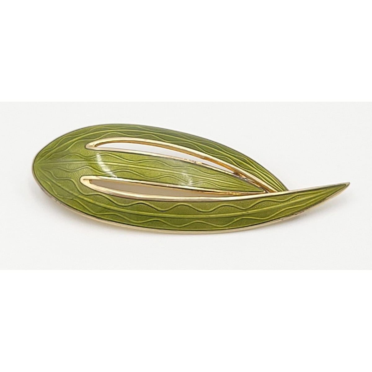 Aksel Holmsen Jewelry VNTG Gilt Sterling & Chartreuse Enamel Retro Atomic LARGE Holmsen Norway Brooch