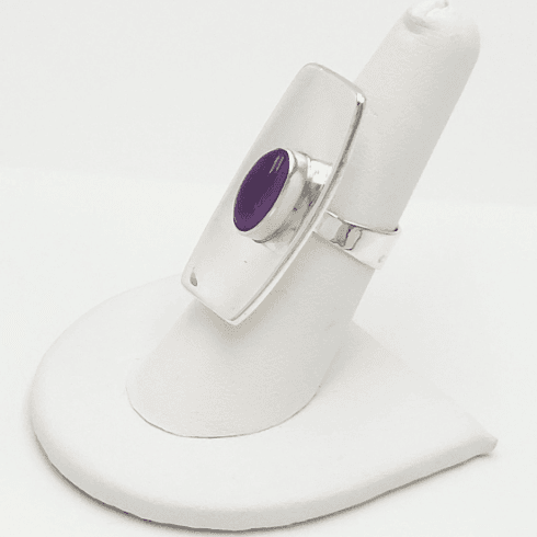 Alton Jewelry RARE Alton Sweden Sterling & Amethyst Modernist Bold Cocktail Ring 1960s
