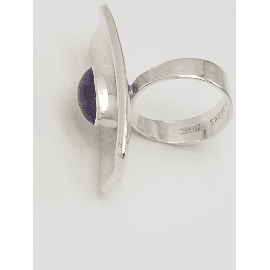 Alton Jewelry RARE Alton Sweden Sterling & Amethyst Modernist Bold Cocktail Ring 1960s