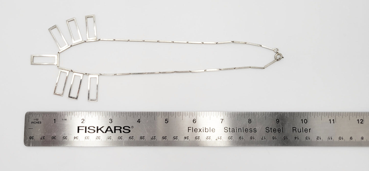 Alton Sweden Jewelry Alton Sweden Abstract Modernist Sterling Rectangular Fringe Necklace 1960s