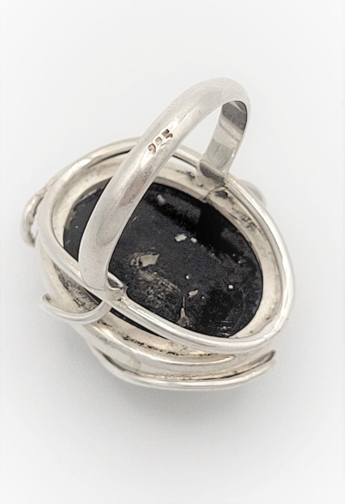 Amber Sterling Jewelry Vintage Sterling Silver & Amber Abstract Fauna Large Statement Cocktail Ring