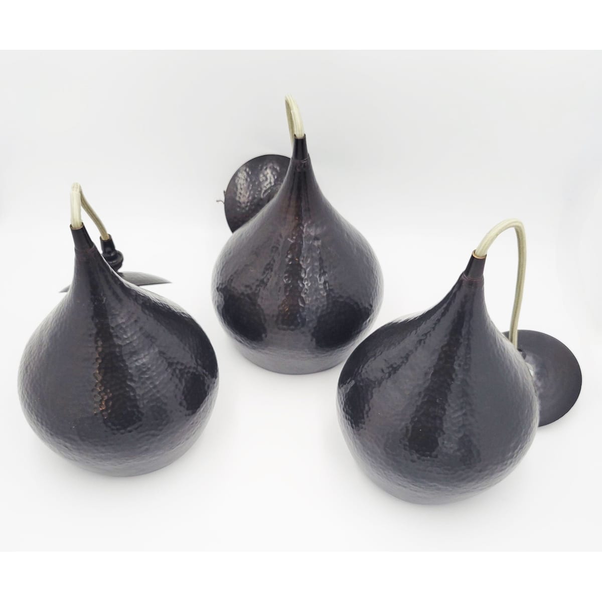 Arteriors Lighting Retired Set/3 Arteriors Home Hammered Bronze & Copper Pendant Lights Mint!