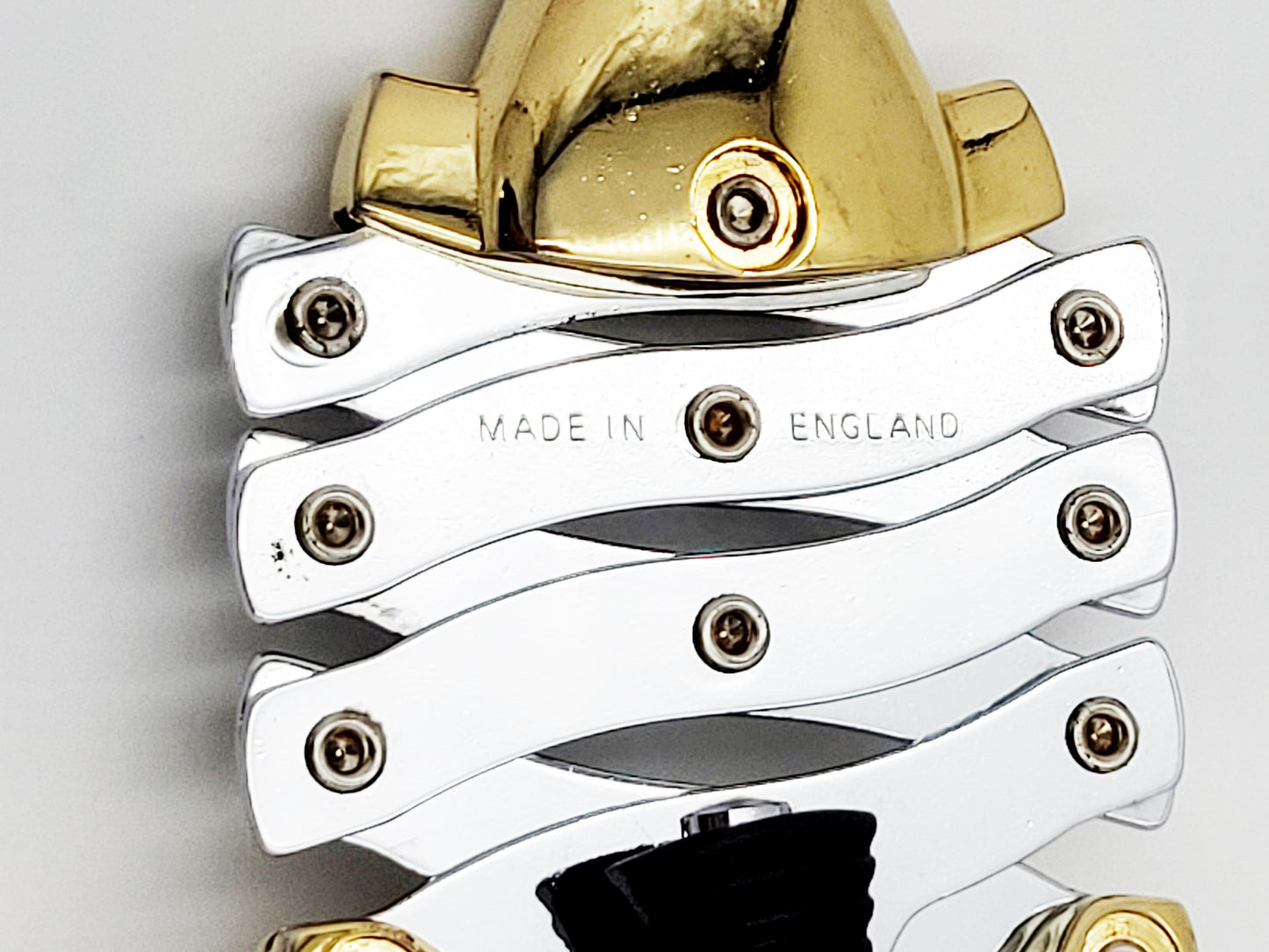 Bacchanal UK Corkscrew Original Bacchanal UK Chrome & Brass Lazy Fish Corkscrew Opener Early 1990s