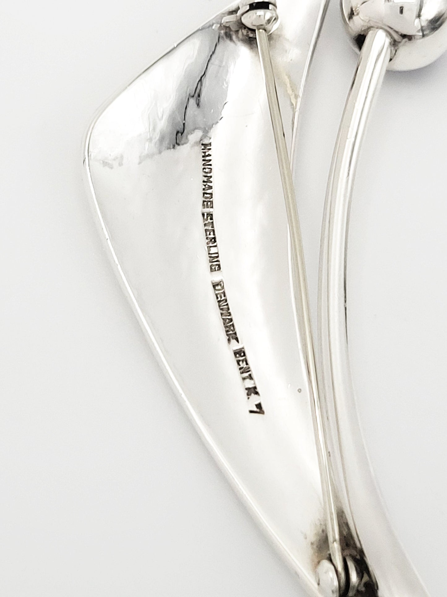 Bent Knudsen Jewelry RARE Denmark Bent K Sterling Amethyst XL Modernist Tulip Brooch #7 1960s