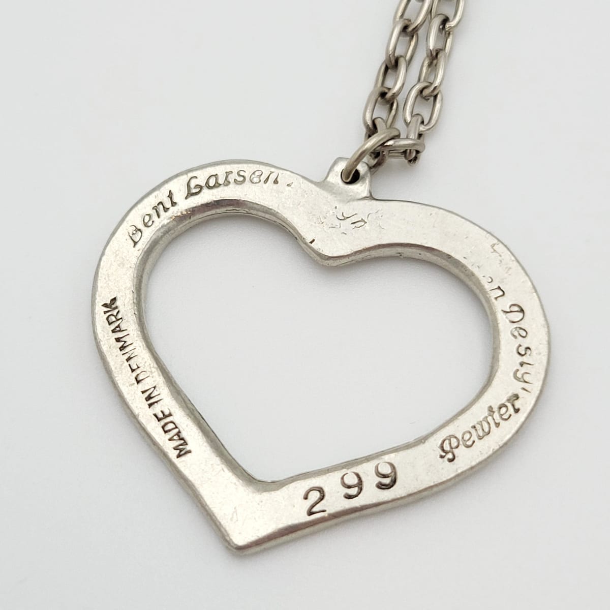 Bent Larsen Jewelry Bent Larsen Designs Denmark Pewter Heart Pendant Necklace