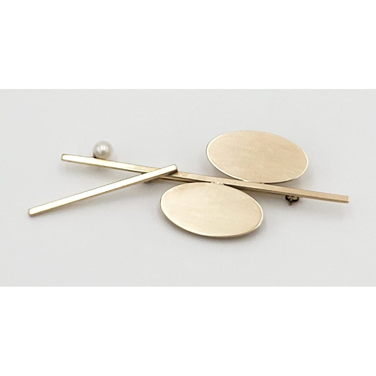 Betty Cooke Jewelry RARE 14k Gold & Pearl LARGE Betty Cooke Modernist Brooch Circa 1960s SUPERB!