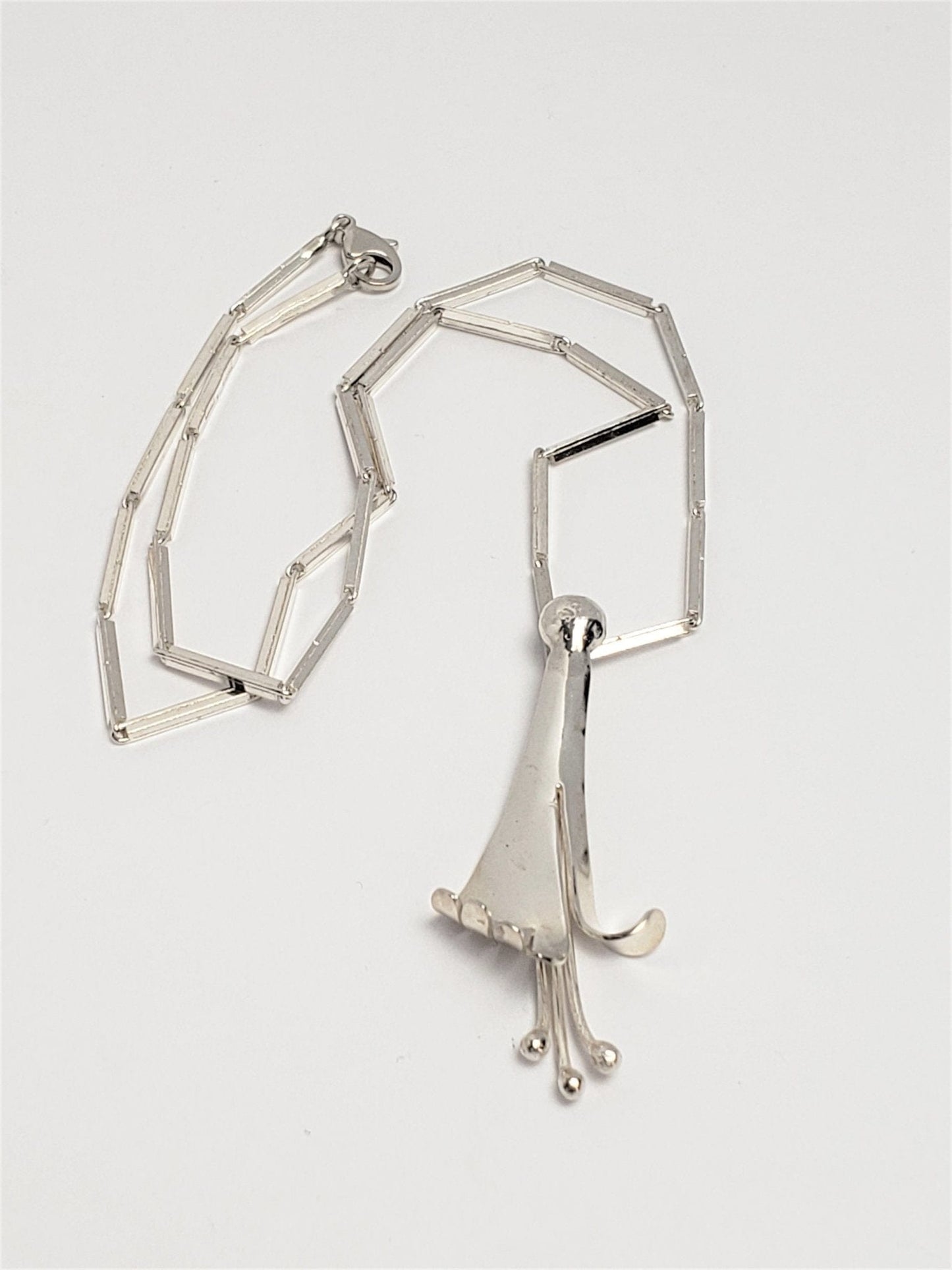 Birgitta Holmgren Jewelry Vintage Birgitta Holmgren Sweden 925SS Modernist Flower Necklace Pendant