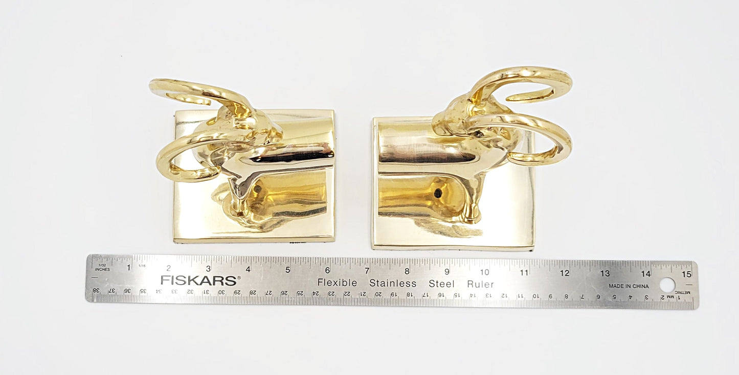 Brass Bookends Bookends Vintage Art Deco Brass Aries Ram Bighorn Sheep Antelope Bookends Set
