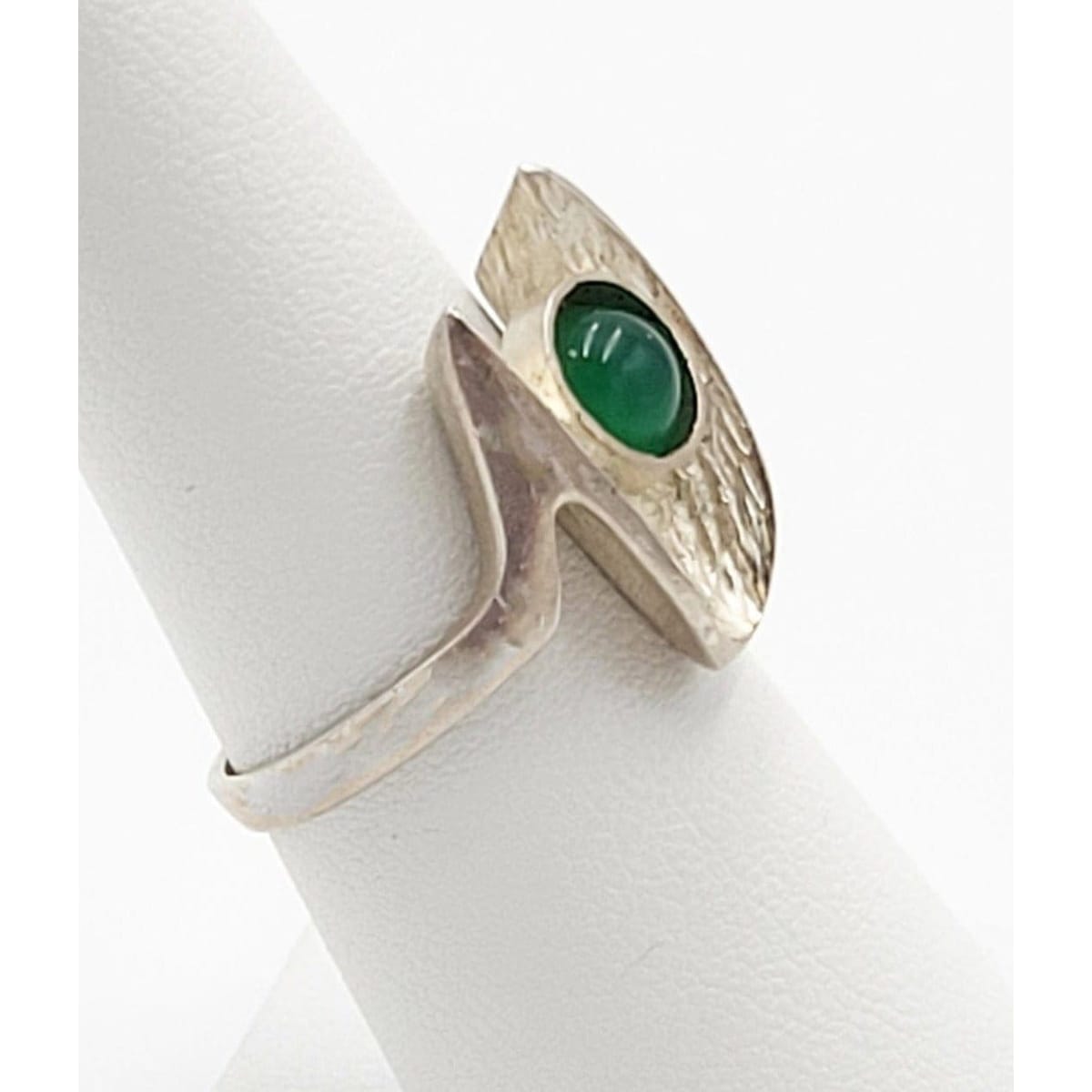 Ibsen & Weeke Jewelry Danish Ibsen & Weeke Sterling Green Chalcedony Brutalist Modernist Ring 1960s