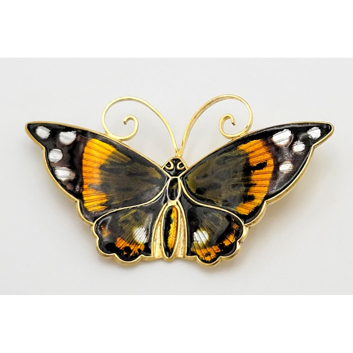 David Andersen Jewelry David Andersen Norway Sterling & Enamel Large Monarch Butterfly Brooch 1940s