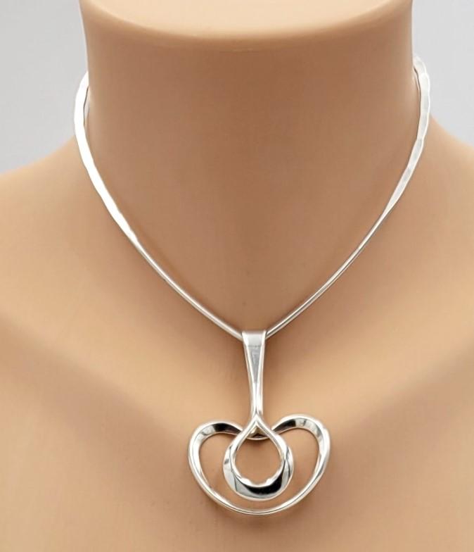 David Andersen Jewelry Norway David Andersen Modernist Sterling Neck Ring - Pendant - Chain SET 1960's