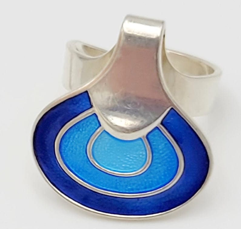 David Andersen Jewelry Norway Toril Bjorg David Andersen Sterling Enamel Statement Ring RARE 1960s