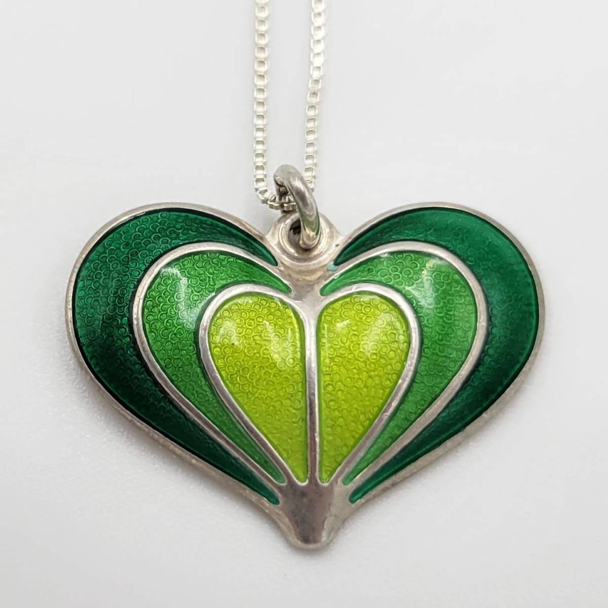 David Andersen Jewelry Norwegian David Andersen Sterling & Enamel Modernist Heart Pendant Necklace
