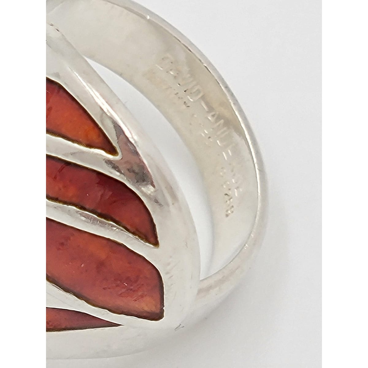 David Andersen Jewelry Norwegian David Andersen Sterling & Red Enamel Double Wrap Ring 1940/50s