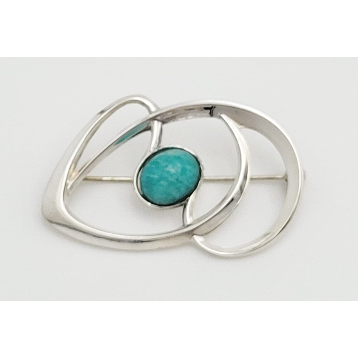 David Andersen Jewelry Superb Norway David Andersen Sterling & Amazonite Modernist Brooch Pin 1960s