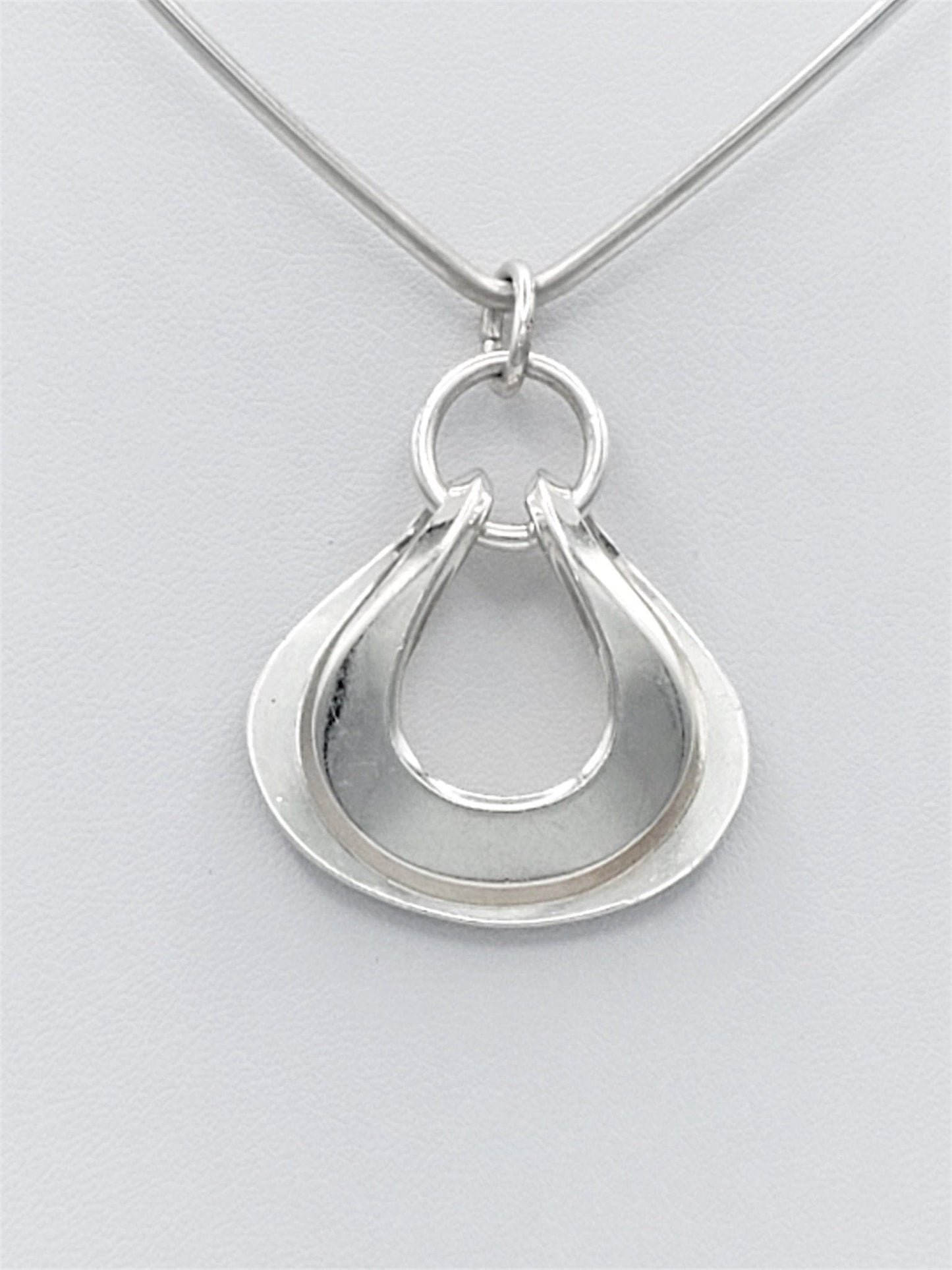 Vintage David Andersen Norway 925S Modernist Neck Ring and 3-D Sterling Pendant - Trendy MCM Home