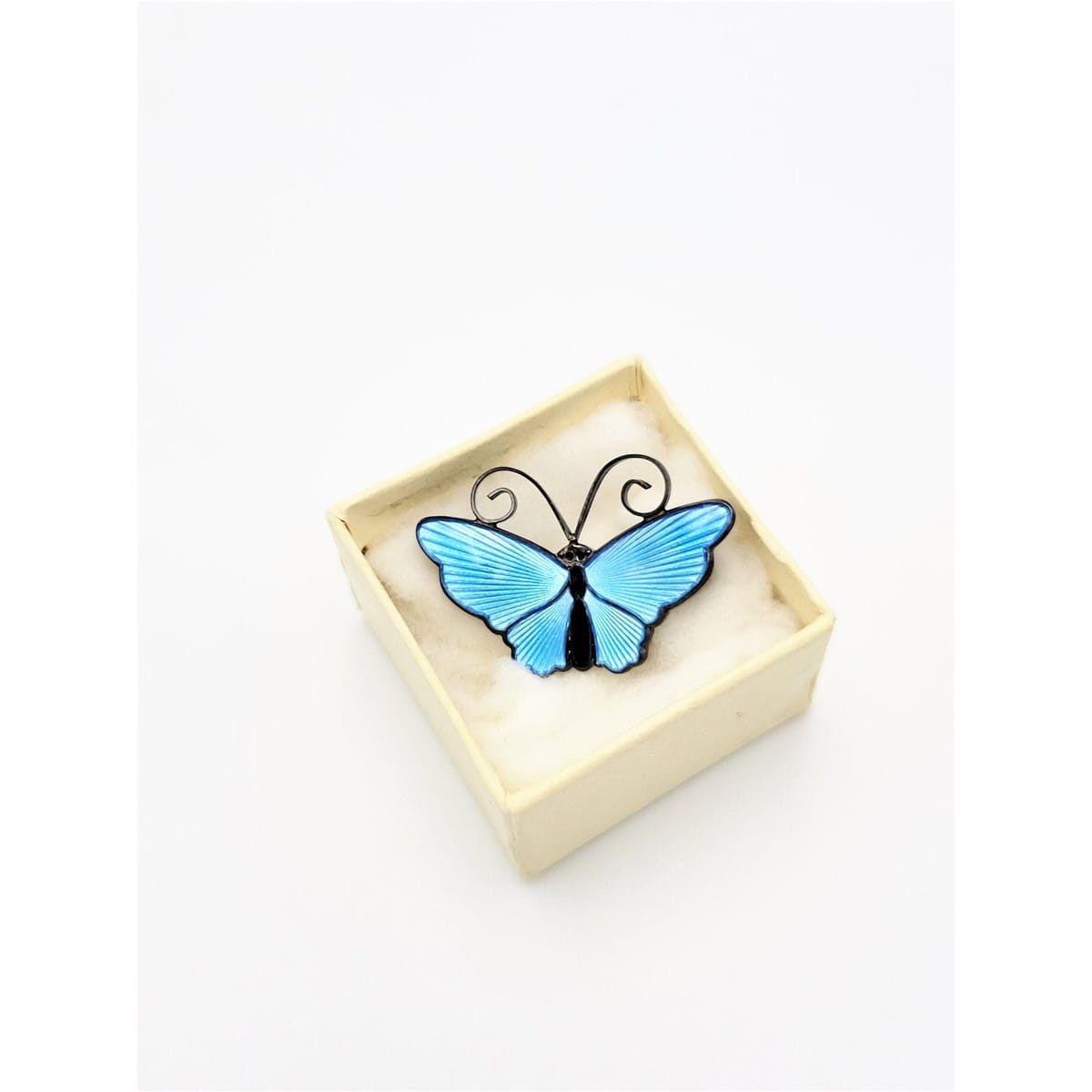 David Andersen Jewelry VNTG David Andersen 925S & Sky Blue Enamel Butterfly Brooch in Original Box