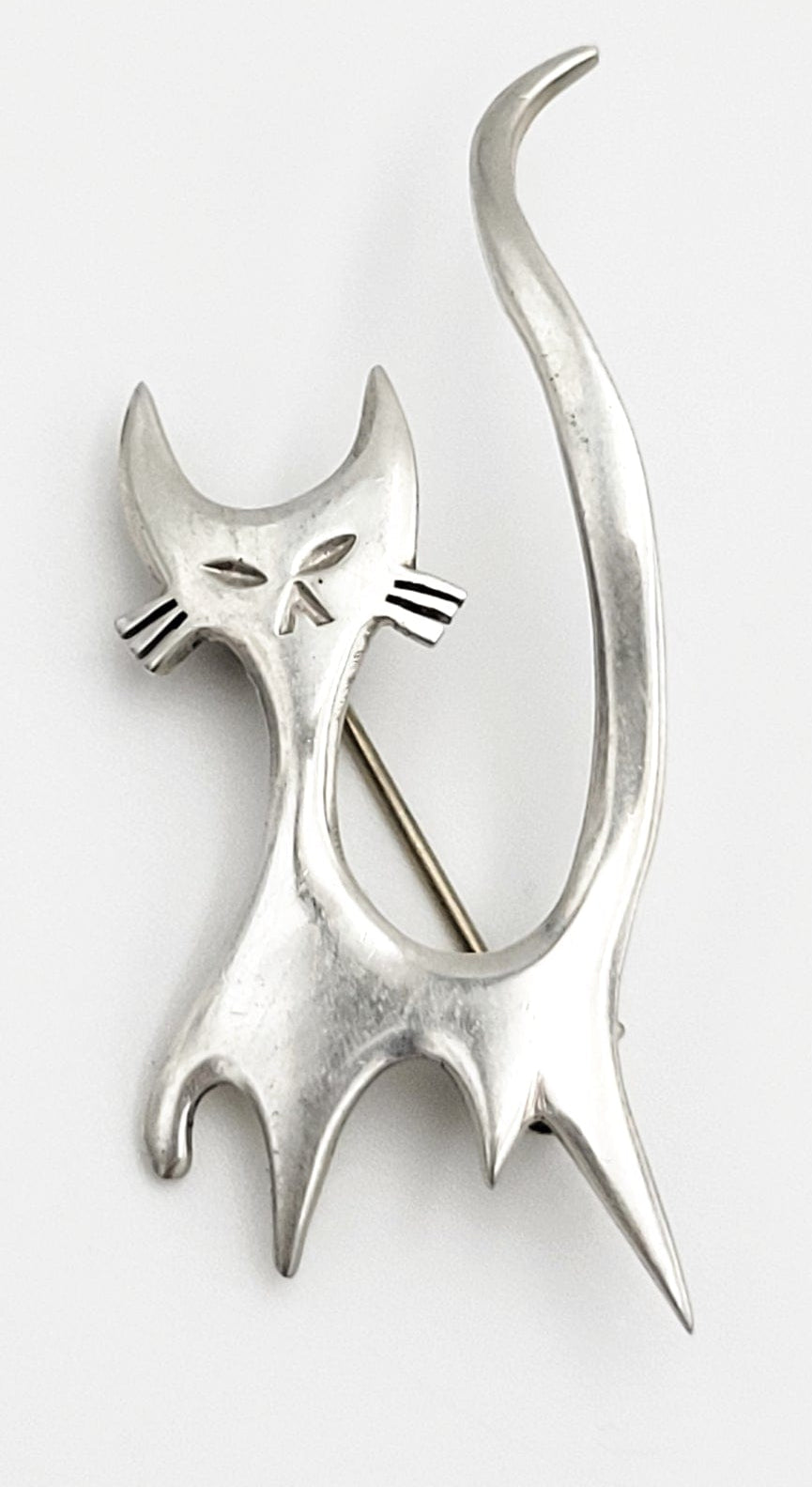 Dragsted Jewelry RARE Danish Designer E Dragsted Modernist Retro Sterling Cat Kitten Brooch 1950s