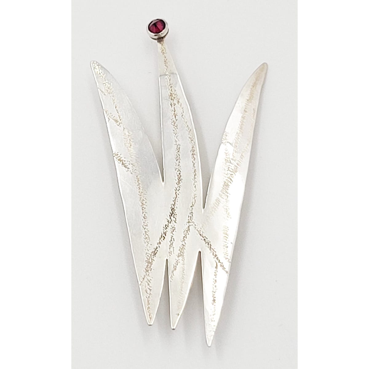 Ed Levin Jewelry US Designer Ed Levin Modernist Sterling & Garnet LARGE Brooch Circa 1970&