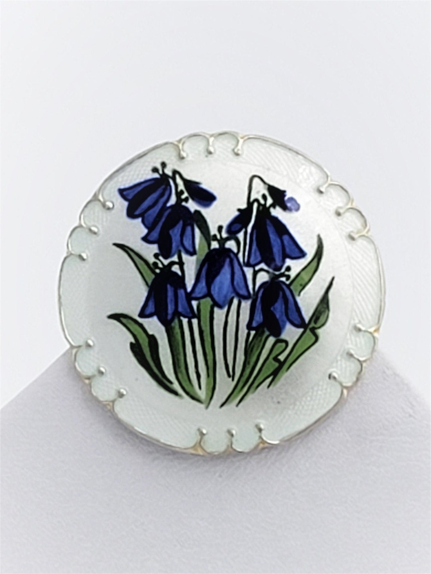 Eiler Krog Prytz Jewelry Vintage Eiler Krog Prytz J. Tostrup Norway Gilt 925S Enamel Bluebells Brooch RARE!