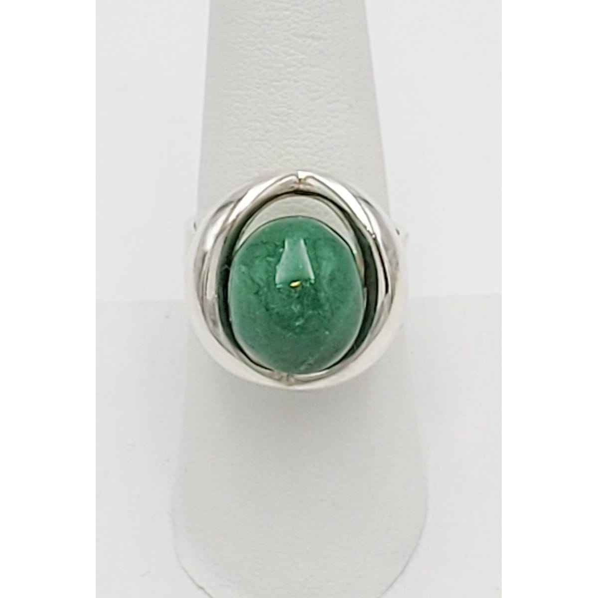 Einer Fehrn Jewelry Denmark Einer Fehrn Sterling & Chrsophase Modernist Statement Cocktail Ring 1960&