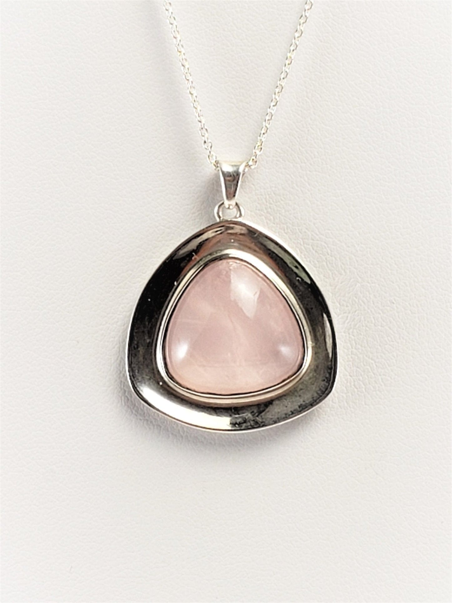 Erik Granit Jewelry Vintage Erik Granit Finland Sterling & Rose Quartz Modernist Pendant Necklace