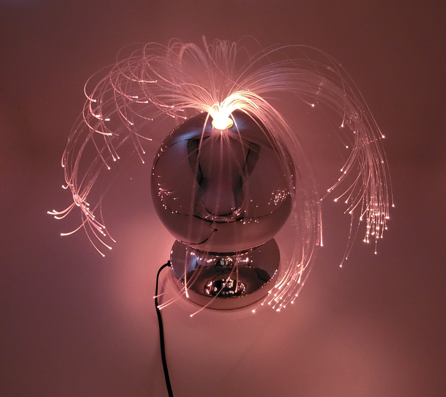Fantasia Lighting MCM Chrome Fantasia Ball Multi-Color Fiber Optic Spray Rotating Lamp 1970s