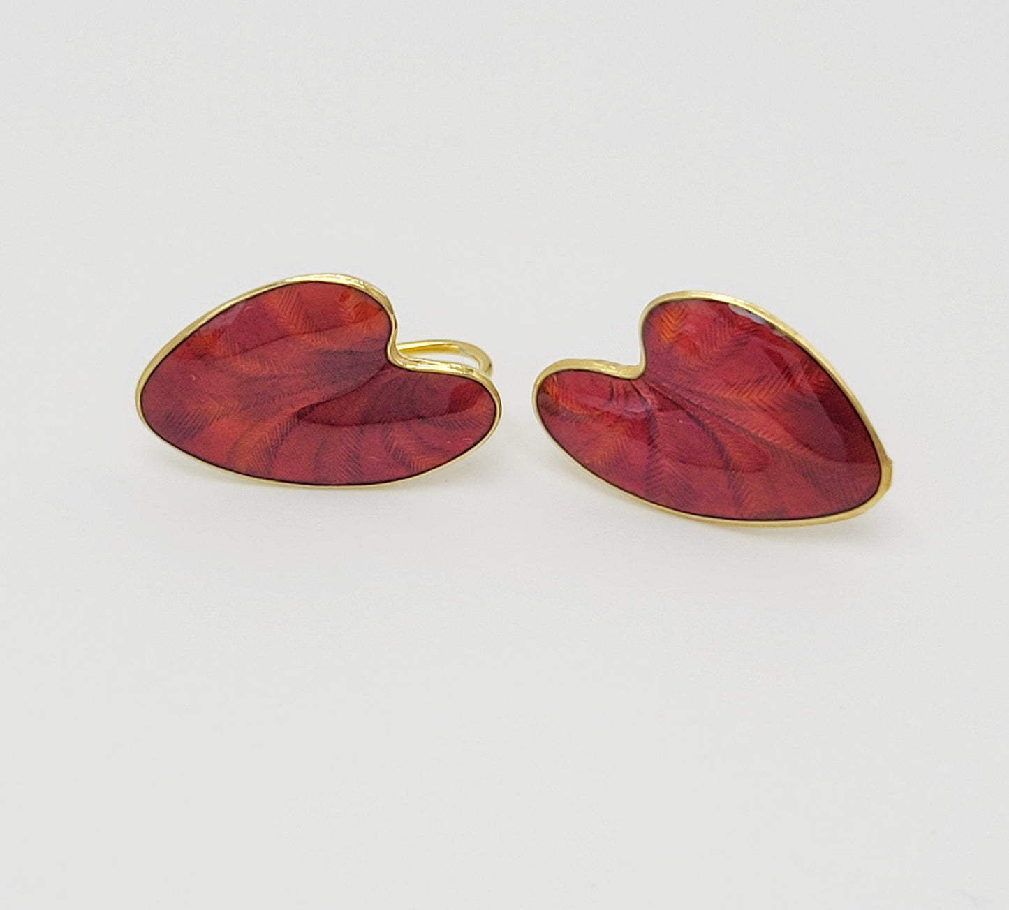 Finn Jensen Jewelry Designer Finn Jensen Norway Sterling Ruby Red Enamel Earrings 1950s