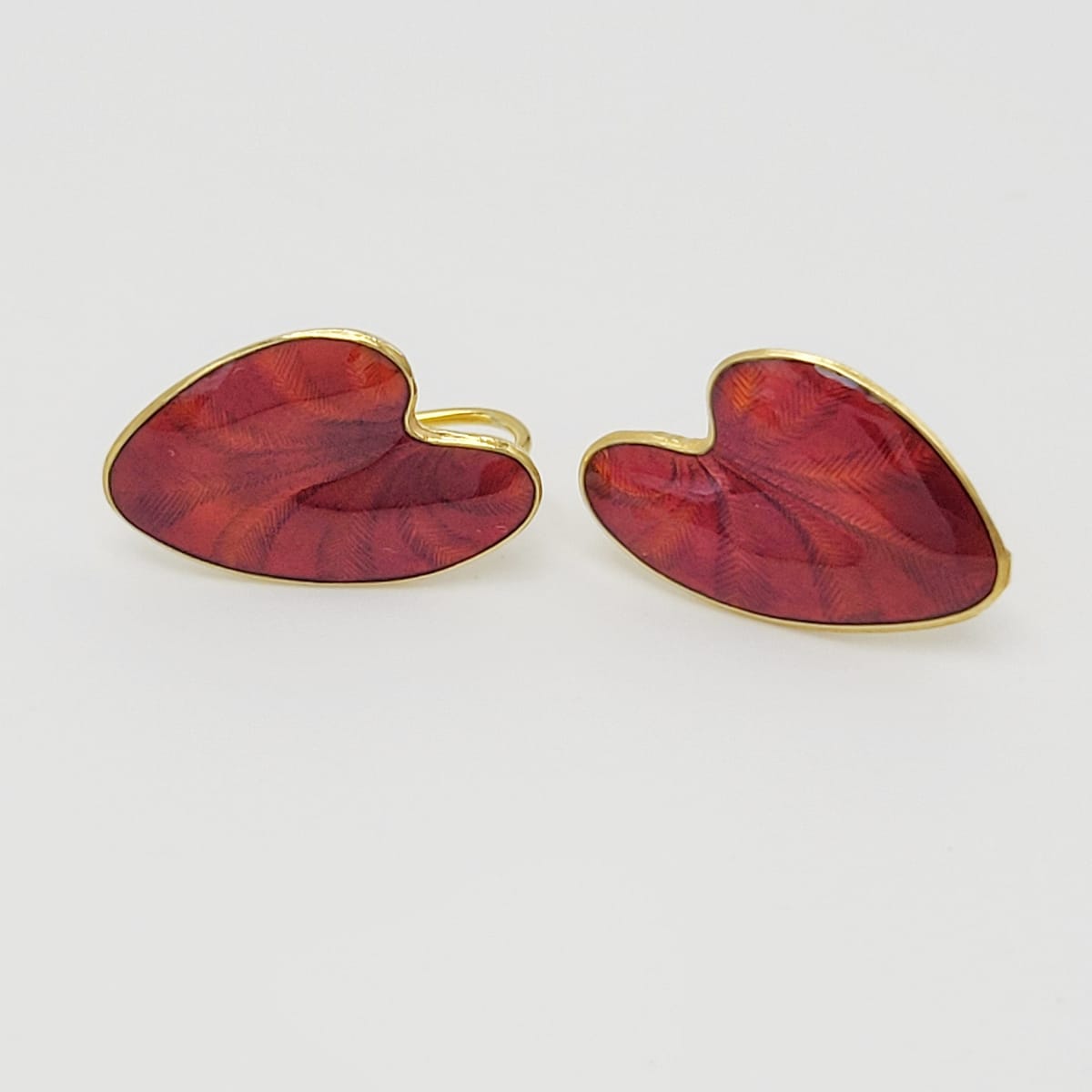 Finn Jensen Jewelry Designer Finn Jensen Norway Sterling Ruby Red Enamel Earrings 1950s