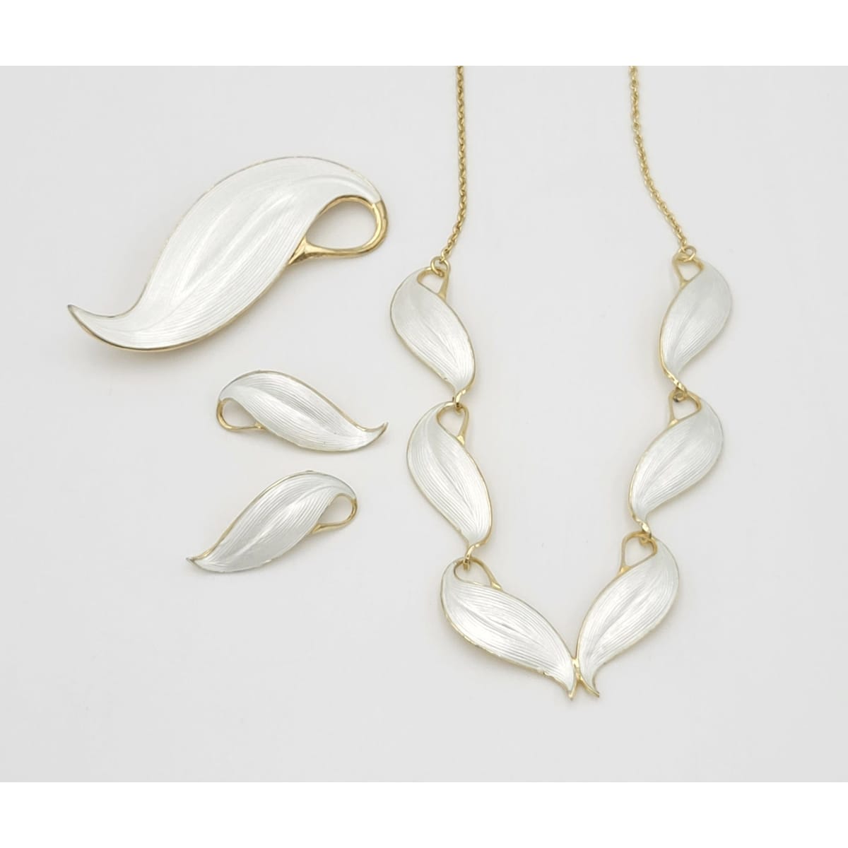 Finn Jensen Jewelry Norway Designer Finn Jensen Sterling & Enamel Demi Parure Set 1950s