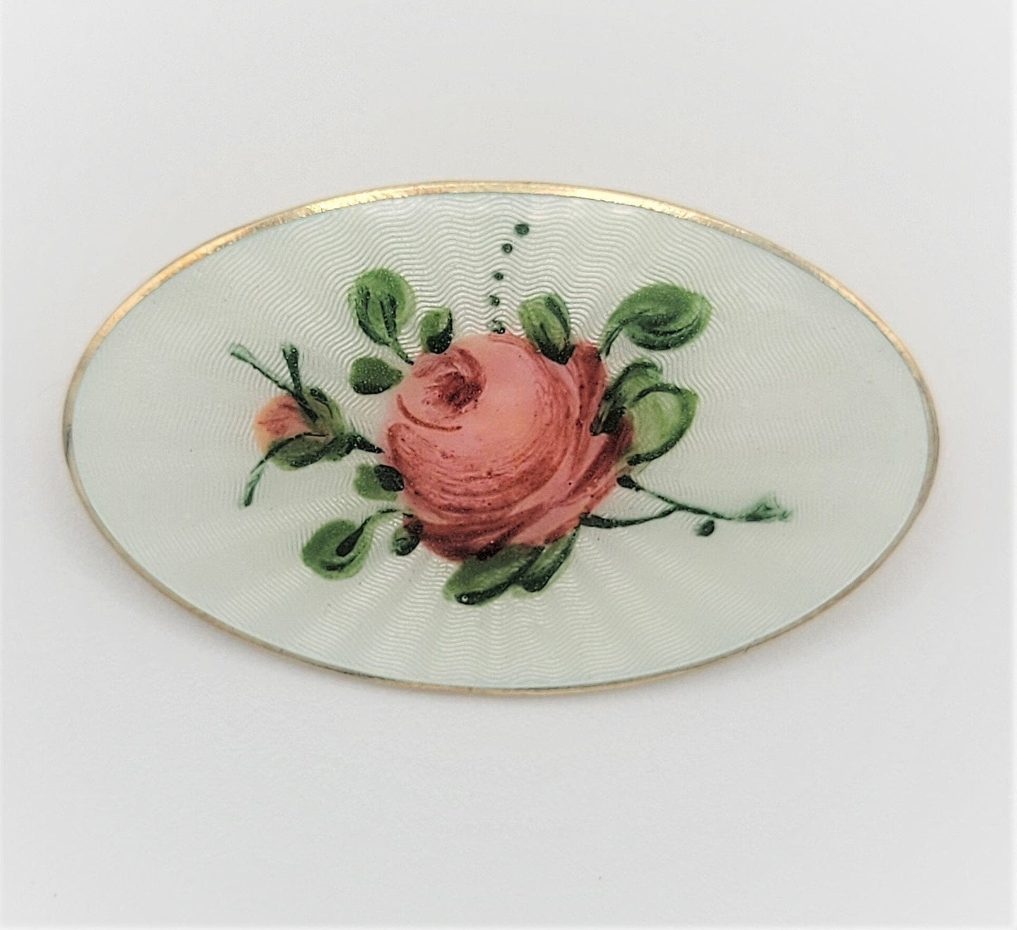 Finn Jensen Jewelry VNTG Finn Jensen Norway Gilt 925 Sterling & Guilloche Enamel Pink Roses Brooch