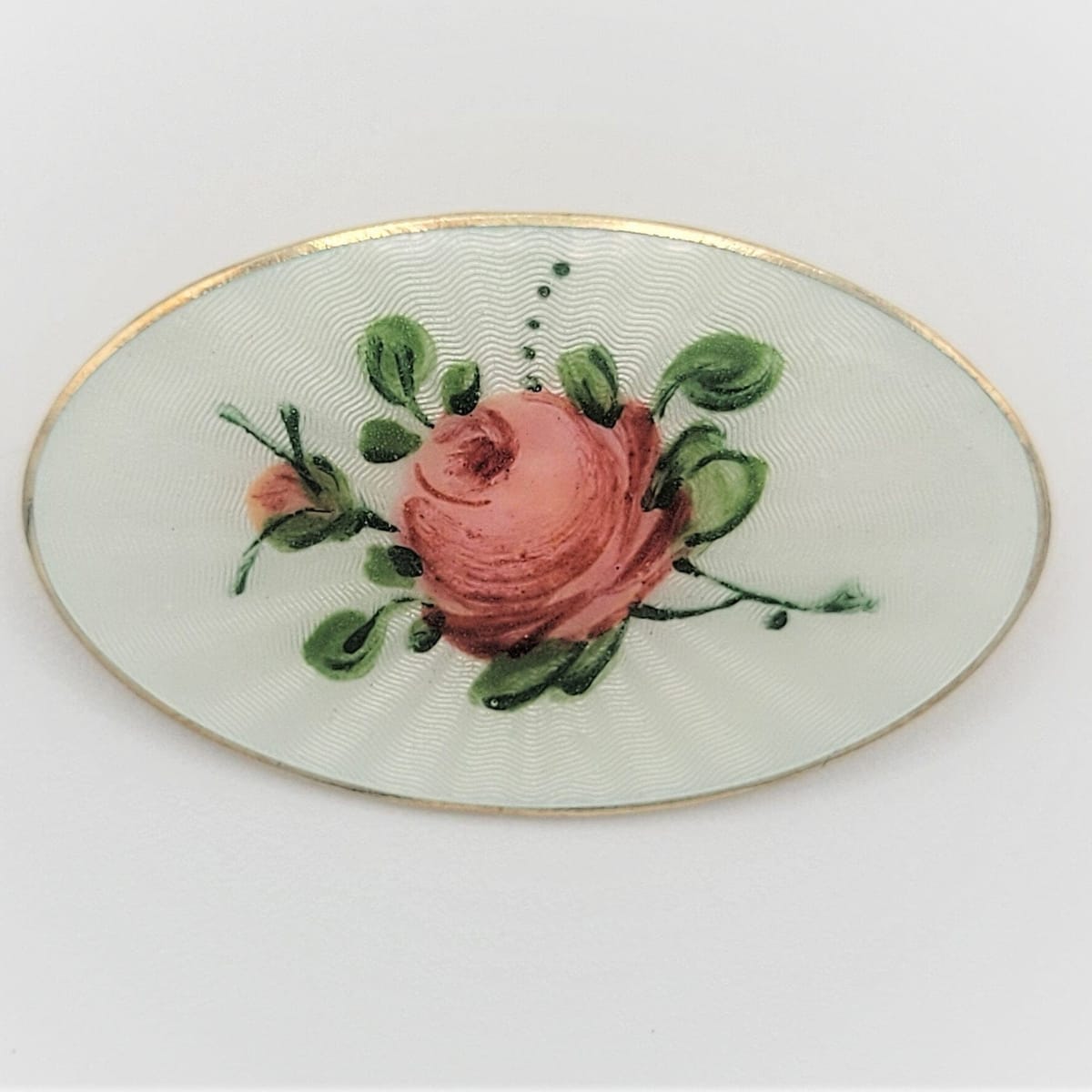 Finn Jensen Jewelry VNTG Finn Jensen Norway Gilt 925 Sterling & Guilloche Enamel Pink Roses Brooch