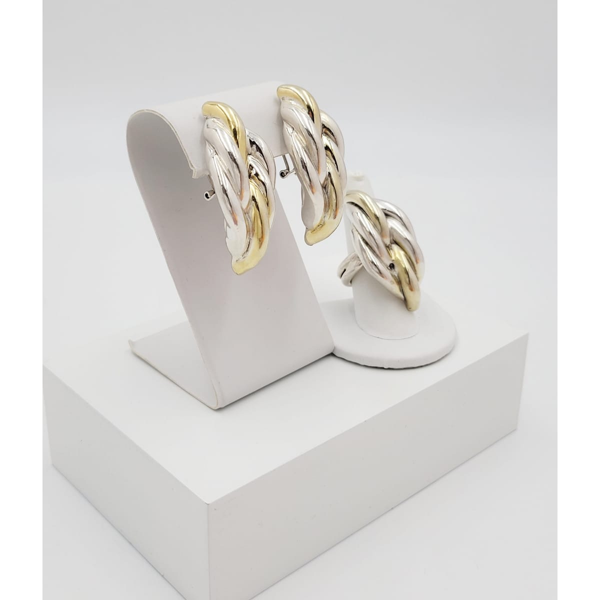 Georg Jensen Jewelry Puffy Sterling Ring & Earrings Demi Parure Set