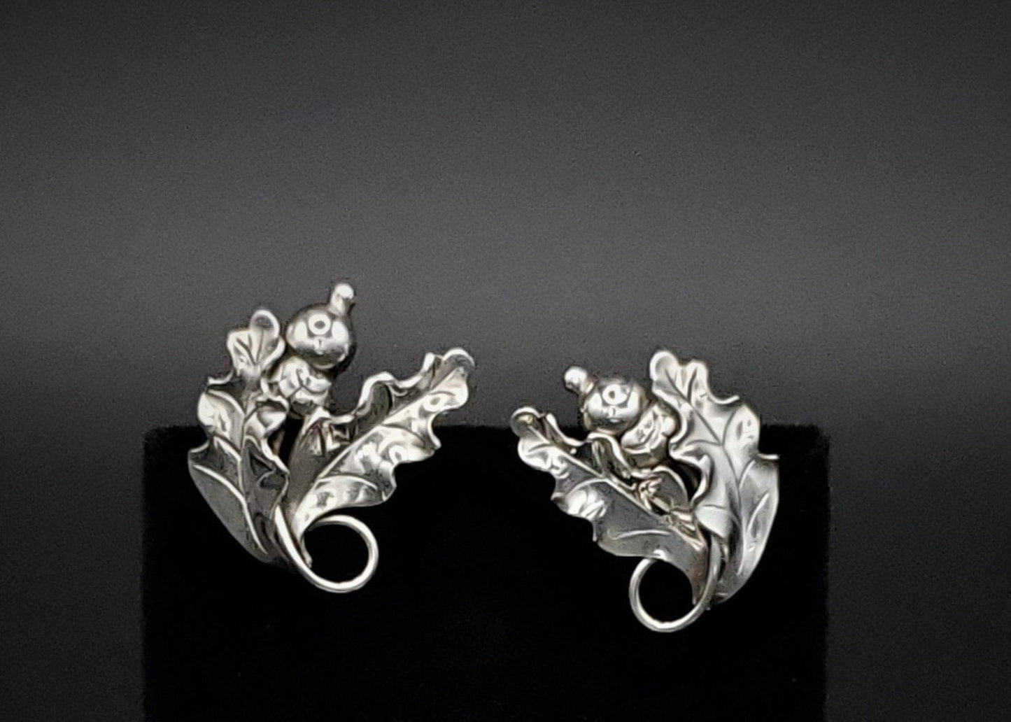 Georg Jensen Jewelry RARE LaPaglia Georg Jensen Sterling Acorns Screw Back Earrings 1940s