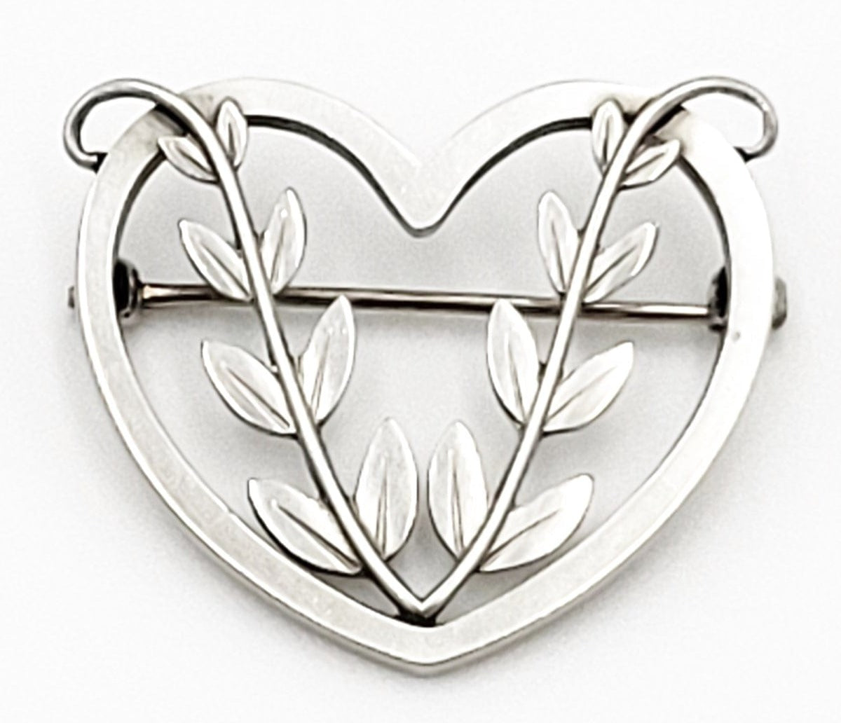 Georg Jensen Jewelry Vintage Designer Georg Jensen Denmark Heart Vines Sterling Brooch #242B