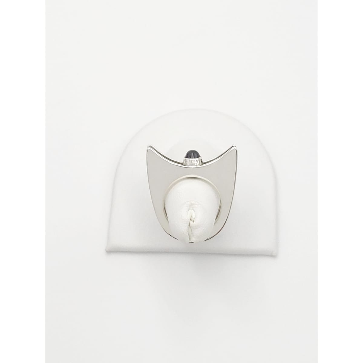 Hannelore Gabriel Jewelry H Gabriel Sterling & Labradorite Modernist Split Level Cocktail Ring Circa 1980s