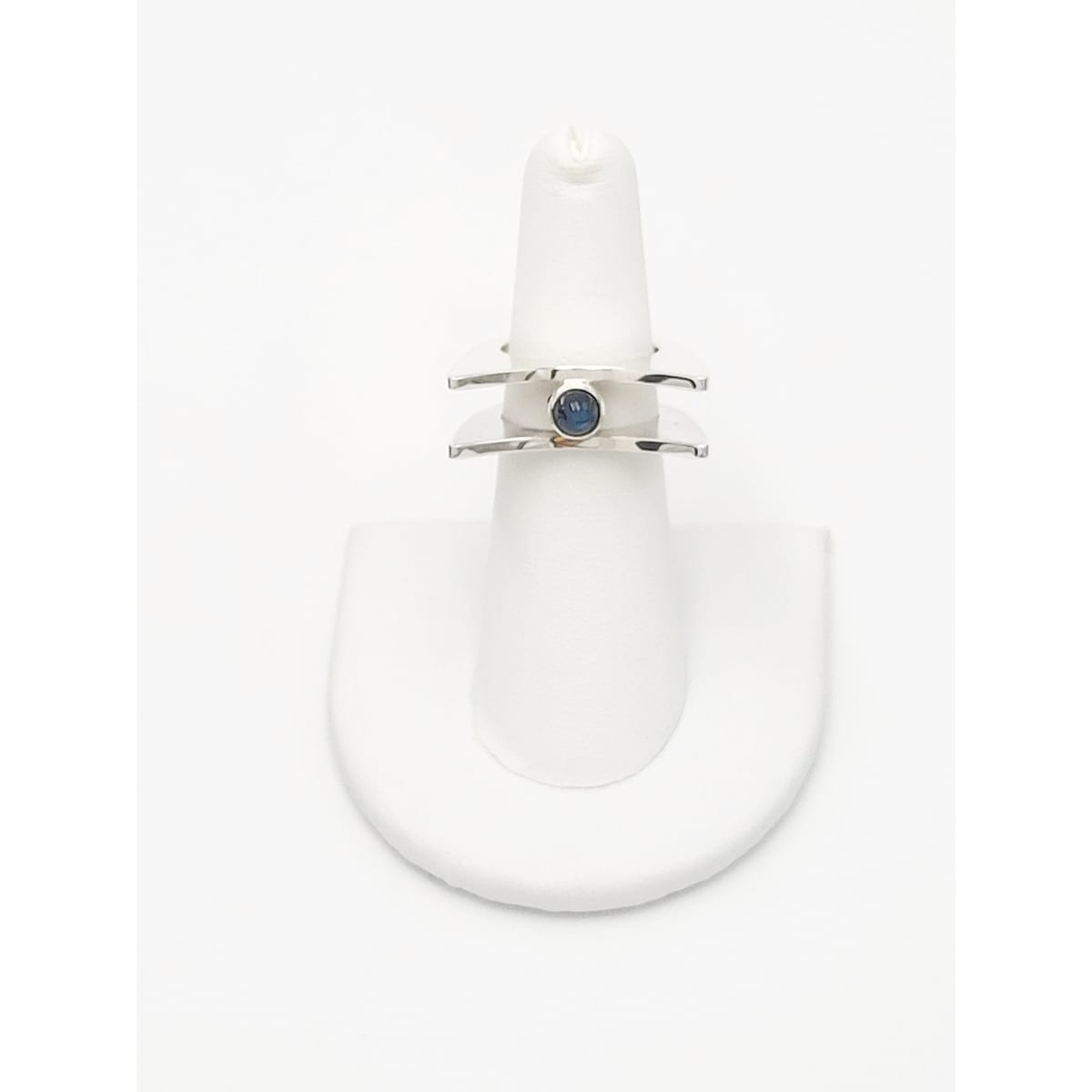 Hannelore Gabriel Jewelry H Gabriel Sterling & Labradorite Modernist Split Level Cocktail Ring Circa 1980s