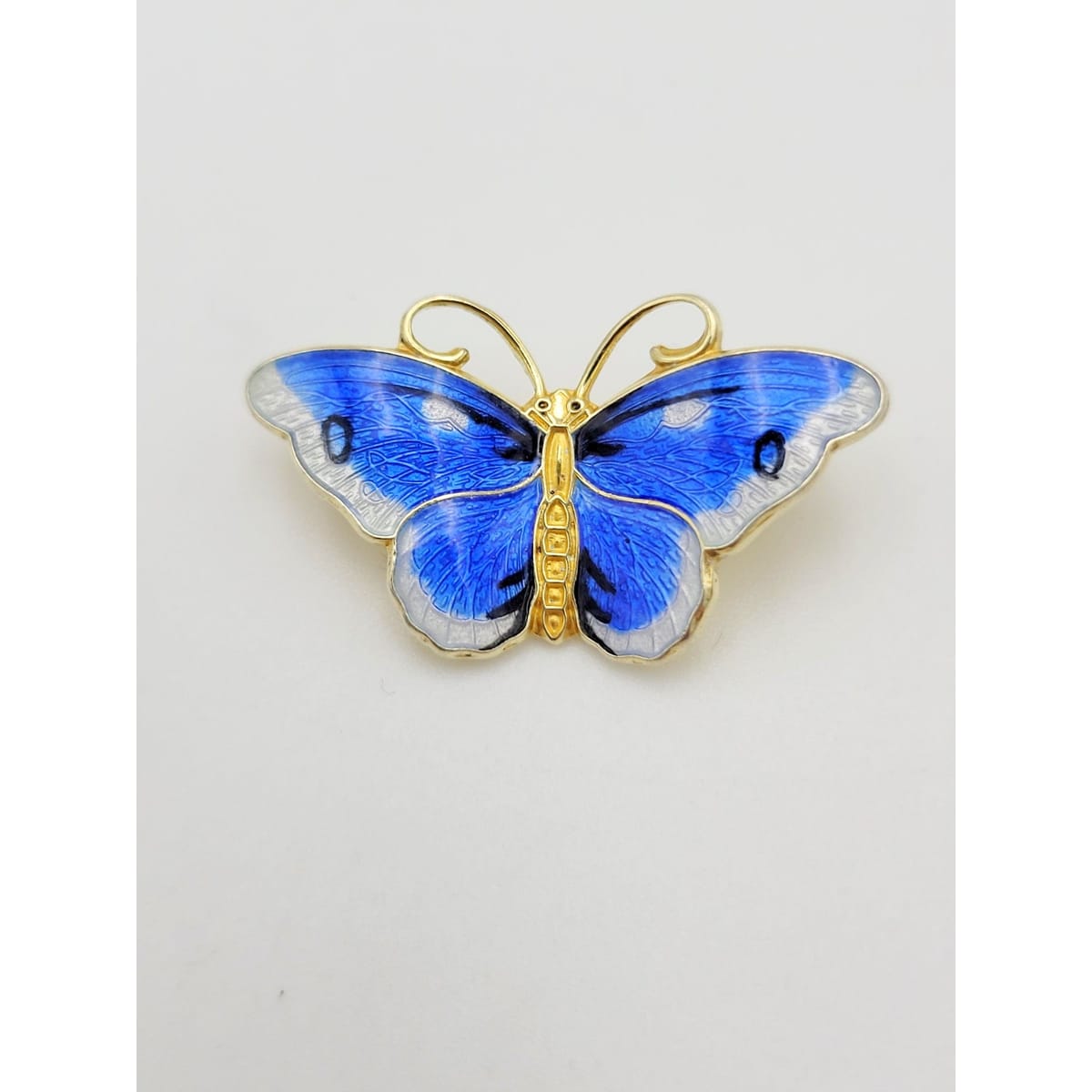 Hroar Prydz Jewelry Norwegian Designer Hroar Prydz Sterling & Blue Enamel Butterfly Brooch 20s/30s