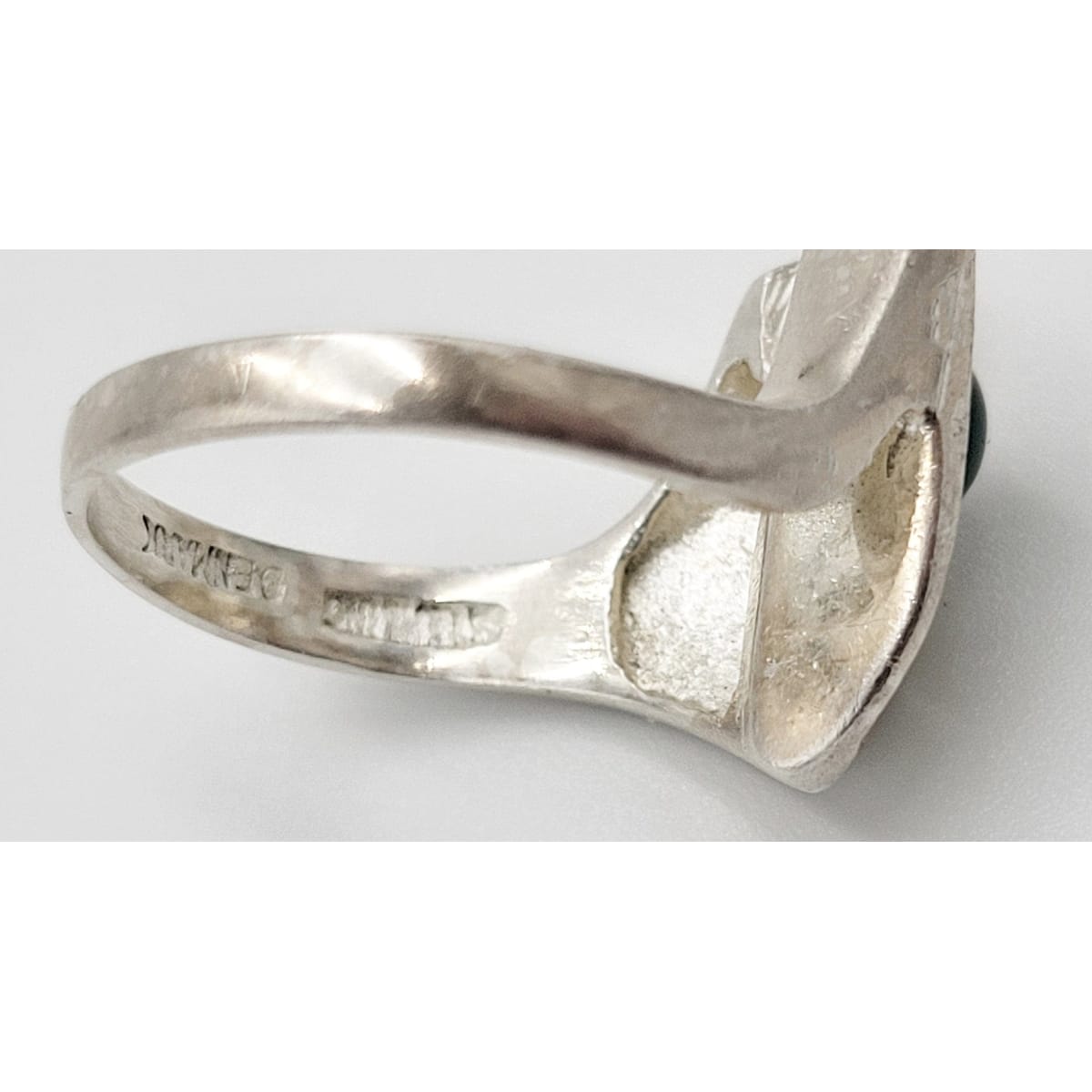 Ibsen & Weeke Jewelry Danish Ibsen & Weeke Sterling Green Chalcedony Brutalist Modernist Ring 1960s