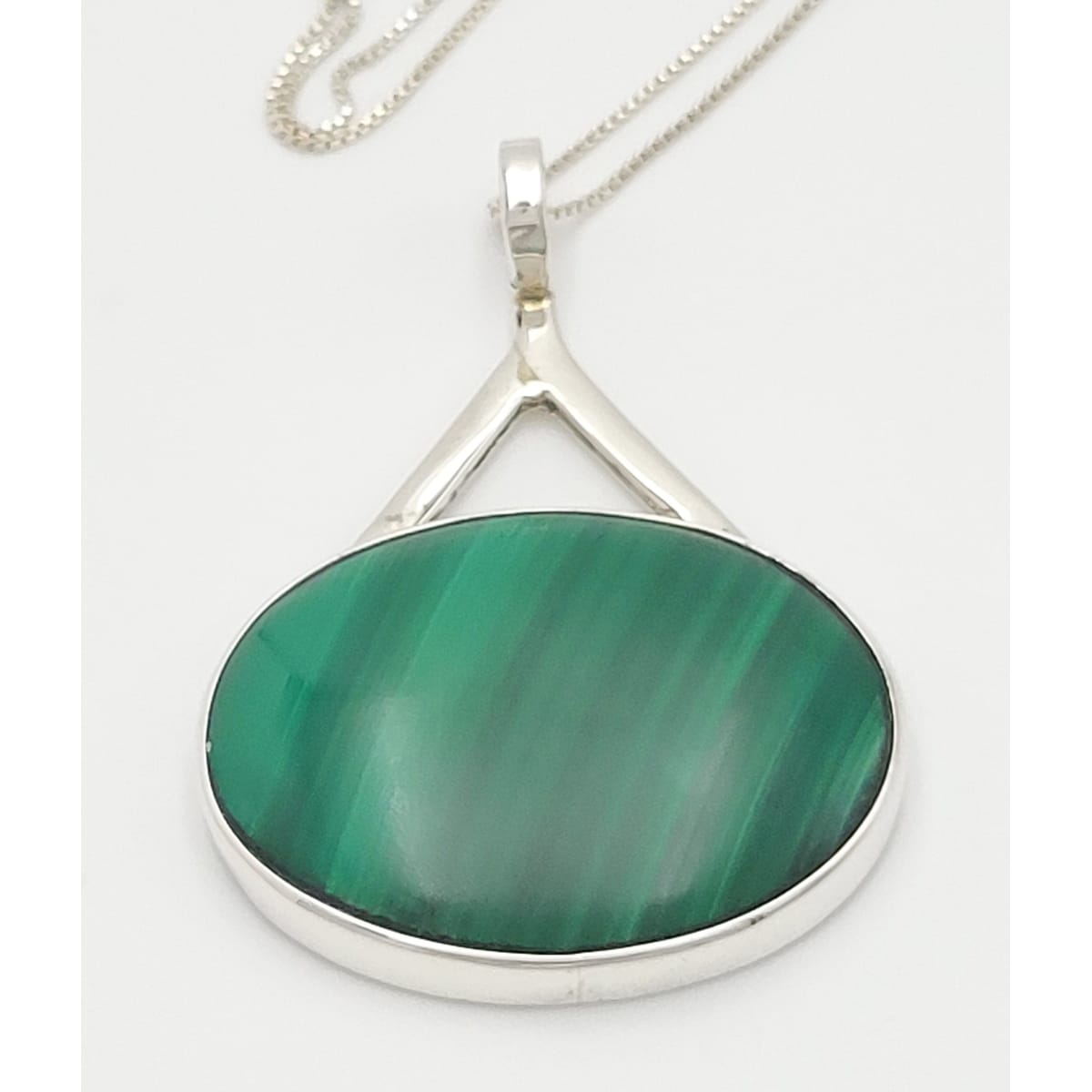 Inger K Jewelry Danish Born Inger K Sterling & Malachite Scandinavian Modernist Necklace