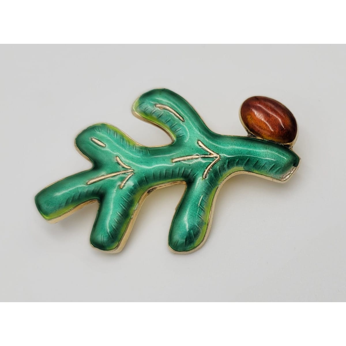 J Tostrup Jewelry J Tostrup Norway Sterling & Guilloche Enamel Holly Berry Leaf Brooch Pin 1950&