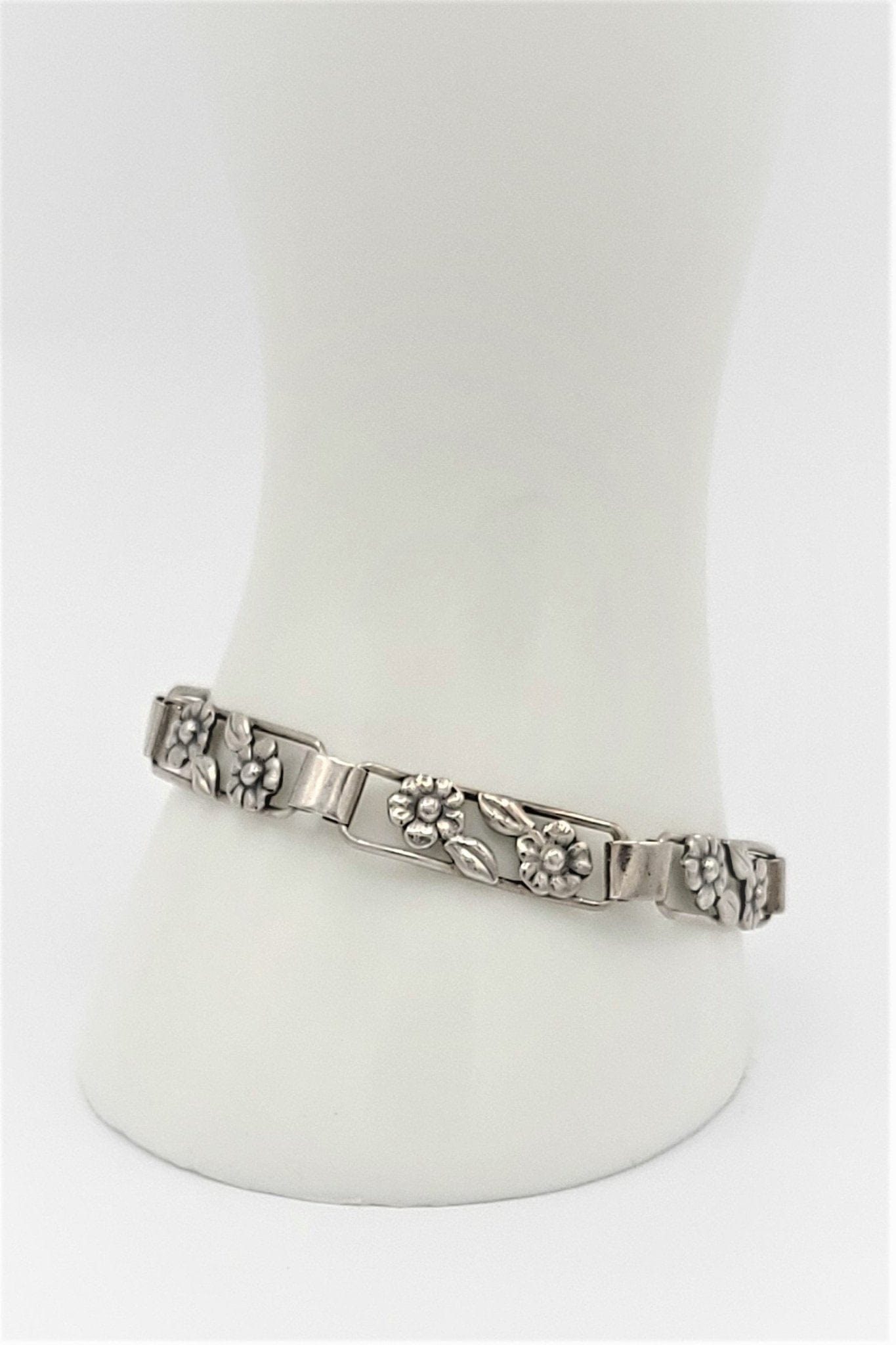John Lauritzen Jewelry Vintage John Lauritzen Denmark 925 Sterling Floral Panel Links Bracelet Circa 1960s