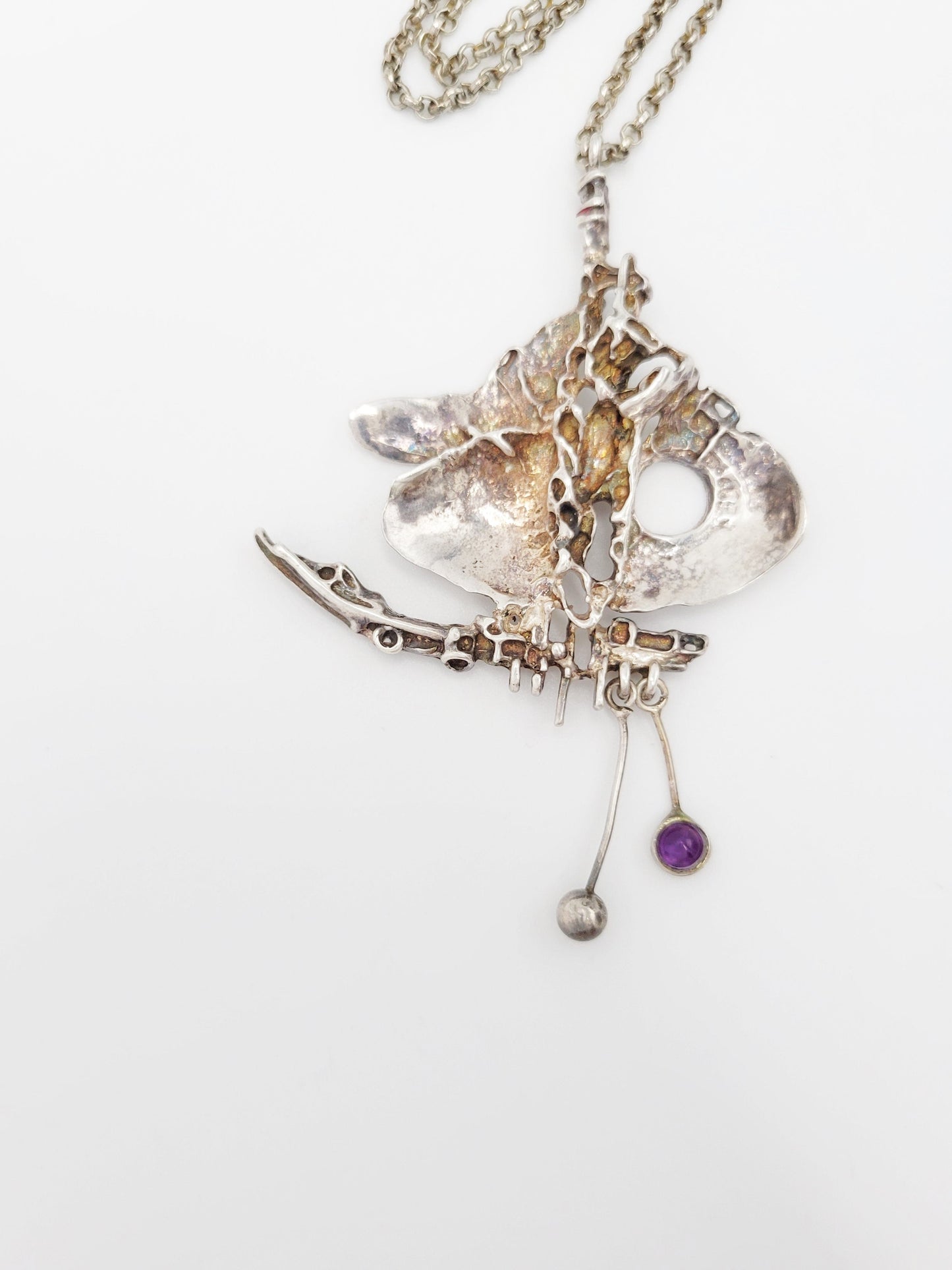 Juhls Kautokeino Jewelry Rare Juhls Kautokeino Norway Sterling HUGE Abstract Brutalist Pendant 1960s