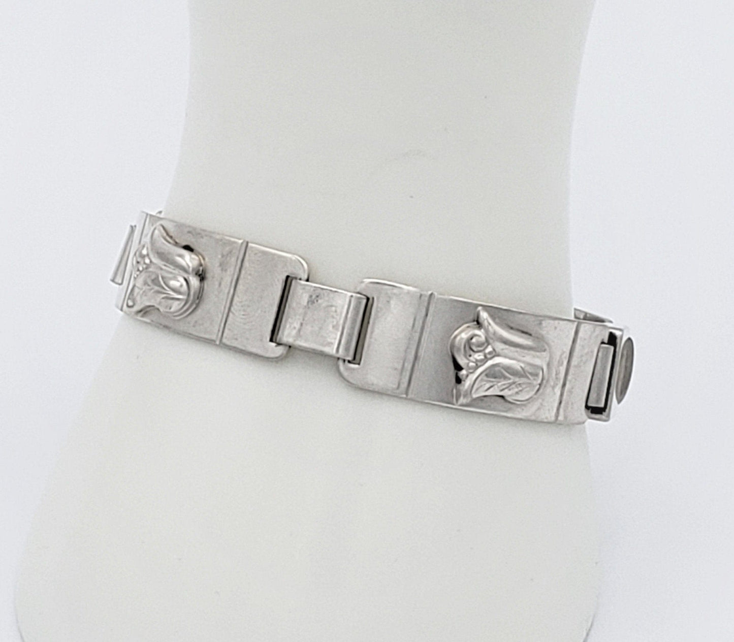 Laurence Foss Jewelry VNTG Modernist Laurence Foss Georg Jensen 925S Floral Tulip Bracelet Rare Circa 50s