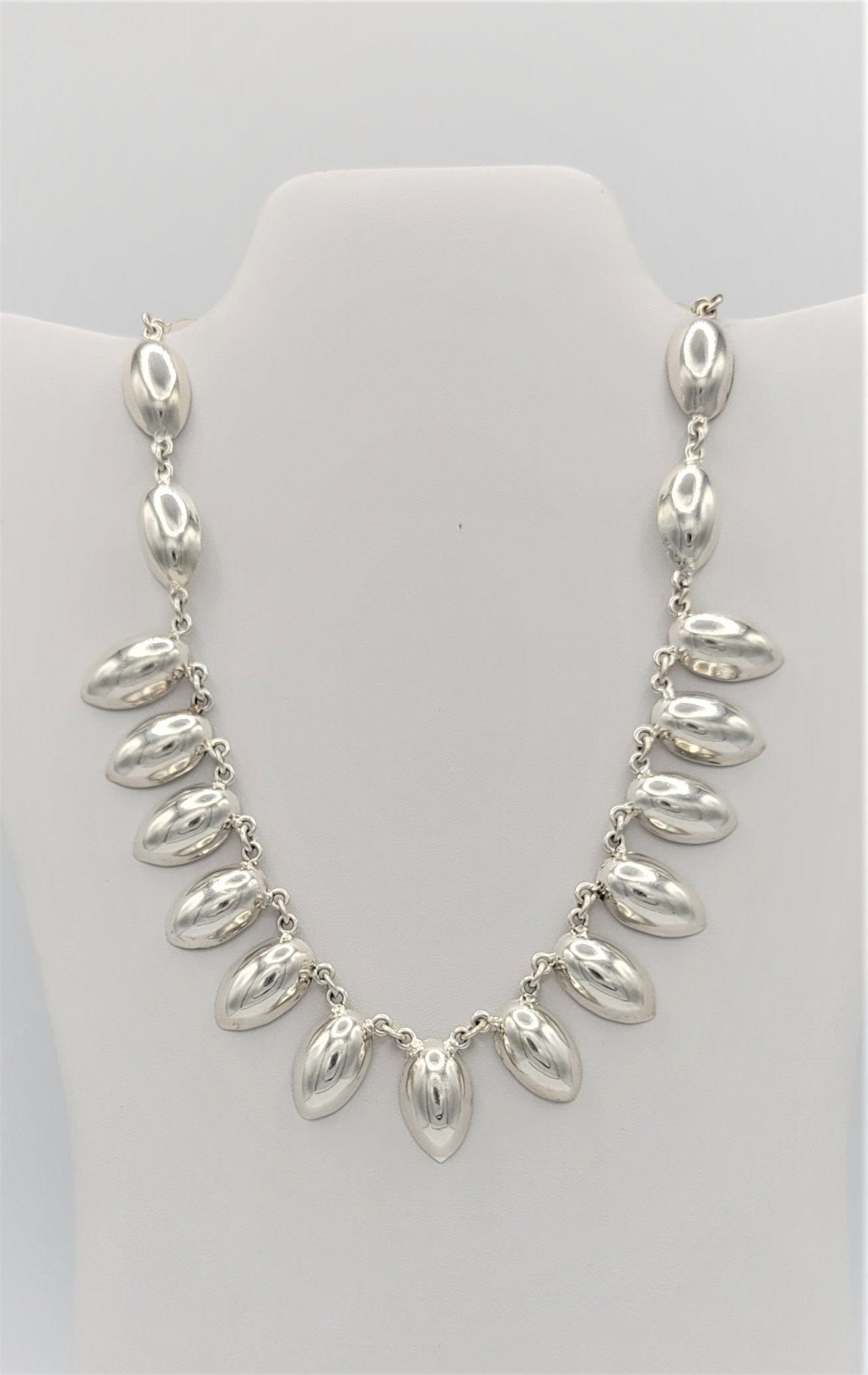 Metales Taxco Jewelry Vintage 925 Sterling Silver Metales Taxco Puffy Teardrop Multi-Link Statement Necklace