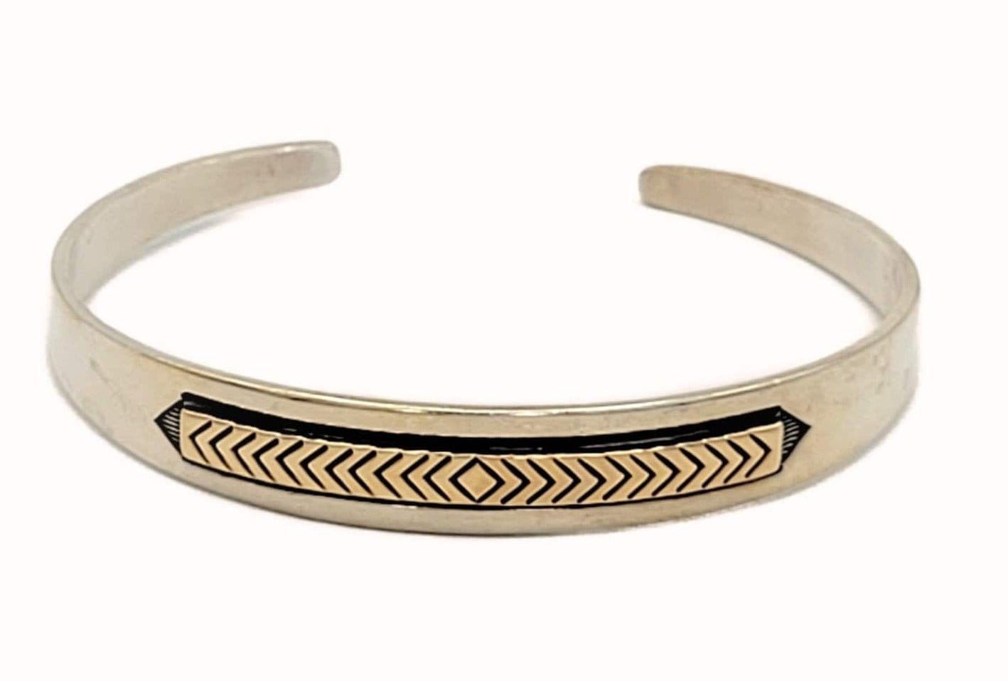 925S & 14k Gold J. Yazzie Navajo for MM Rogers Unisex Cuff 